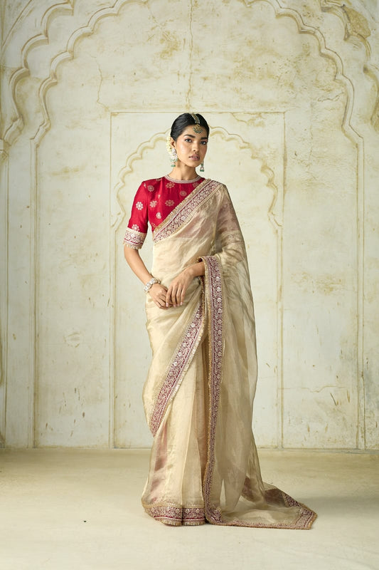 Premium Mocha Silk Embroidered Saree