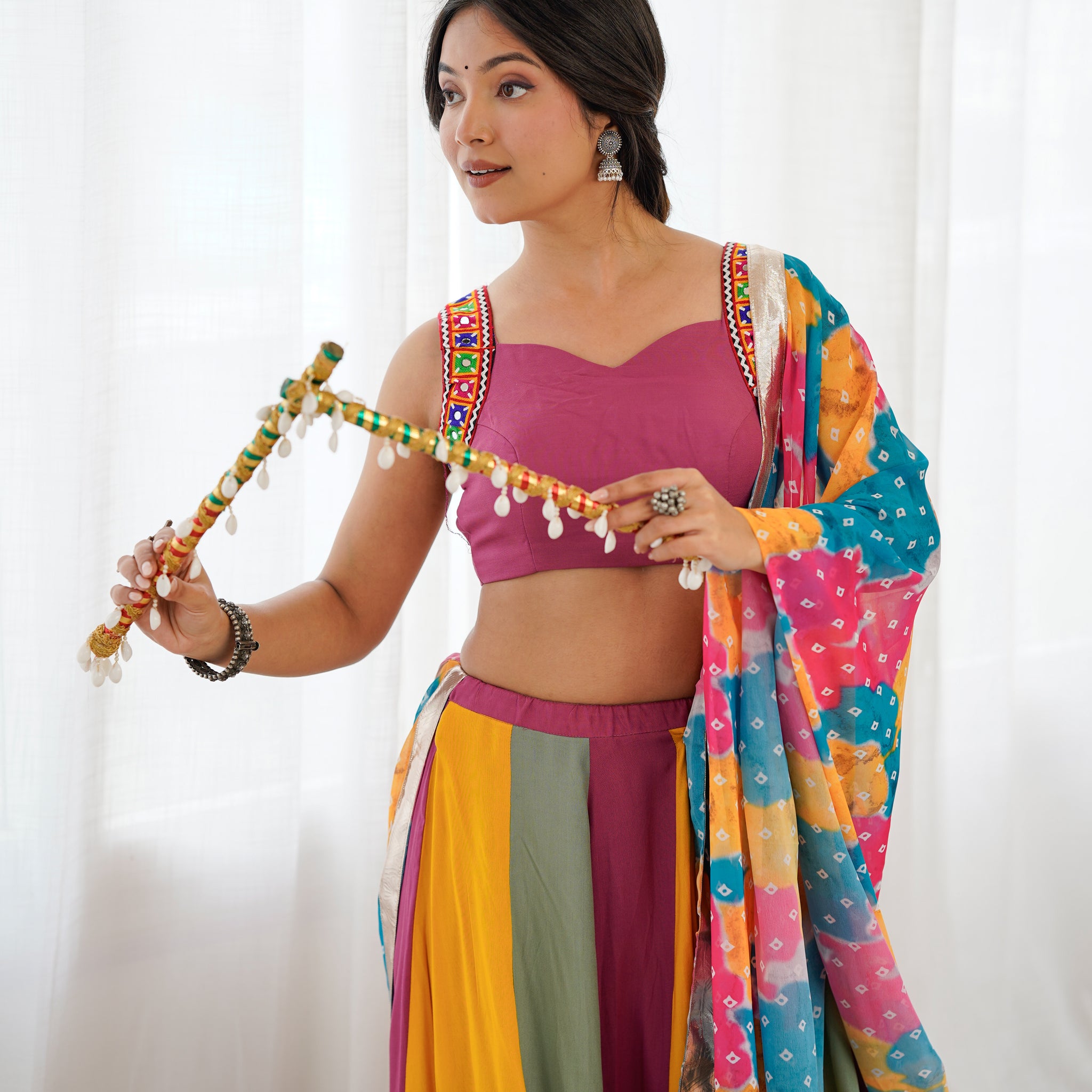 Navratri Havy Rayon Gamathi With Real Mirror Lehenga