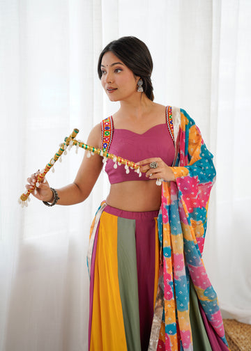 Navratri Havy Rayon Gamathi With Real Mirror Lehenga