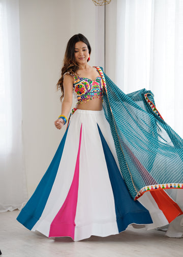 Designer Rayon Mirror & Kodi Work Lehenga Set