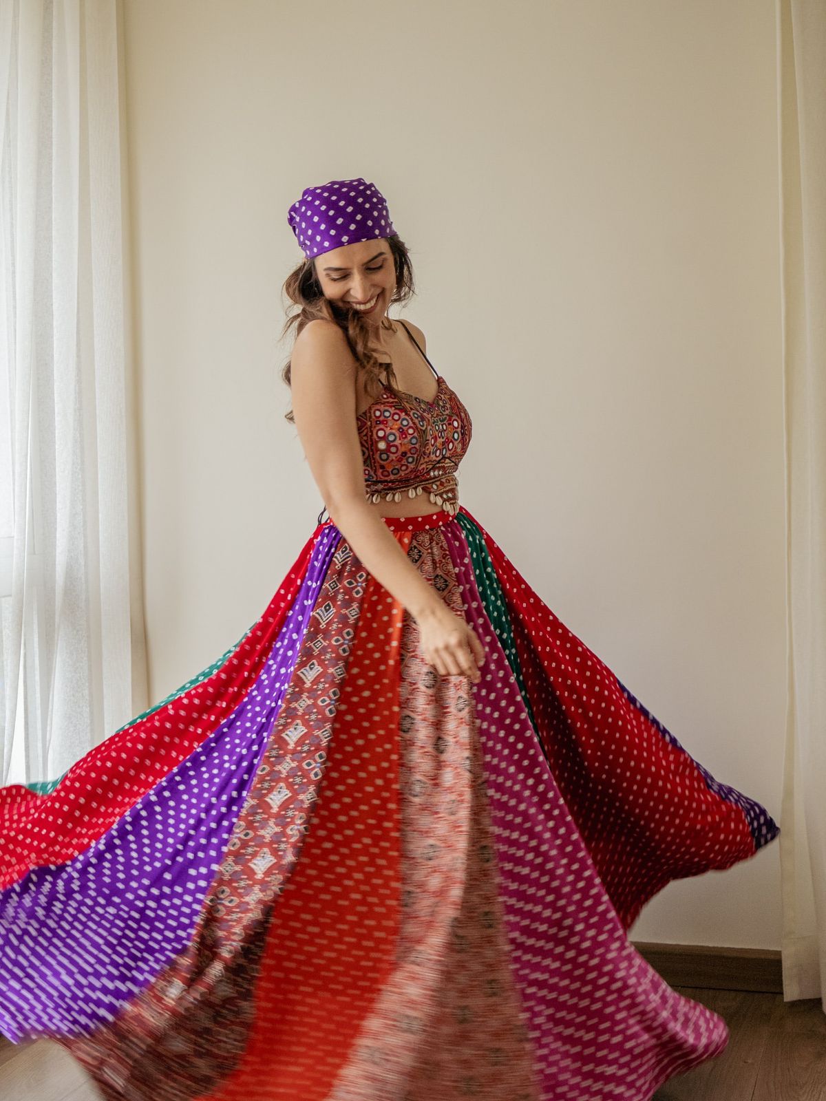 Navratri Digital Print Lehenga With Gamthi Choli