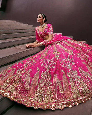 Heavy Embroidered Two-Tone Tapeta Silk Lehenga Choli with Dupatta