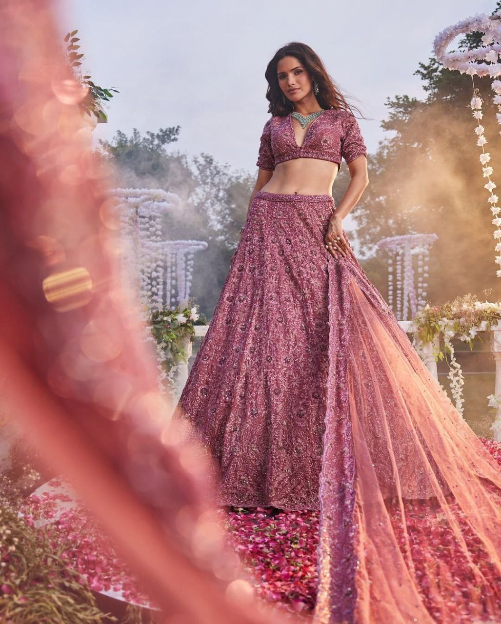 Luxury Chinon Silk Lehenga Set with Jari & Dori Work