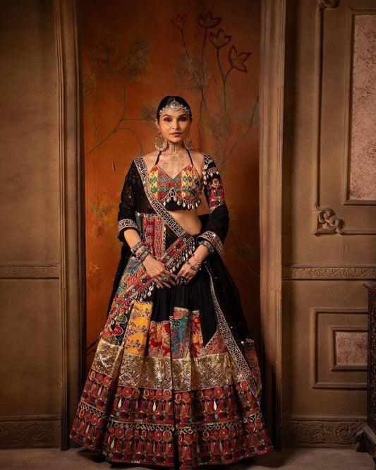 Navaratri Special Designer Digital Print & Mirror Lehenga