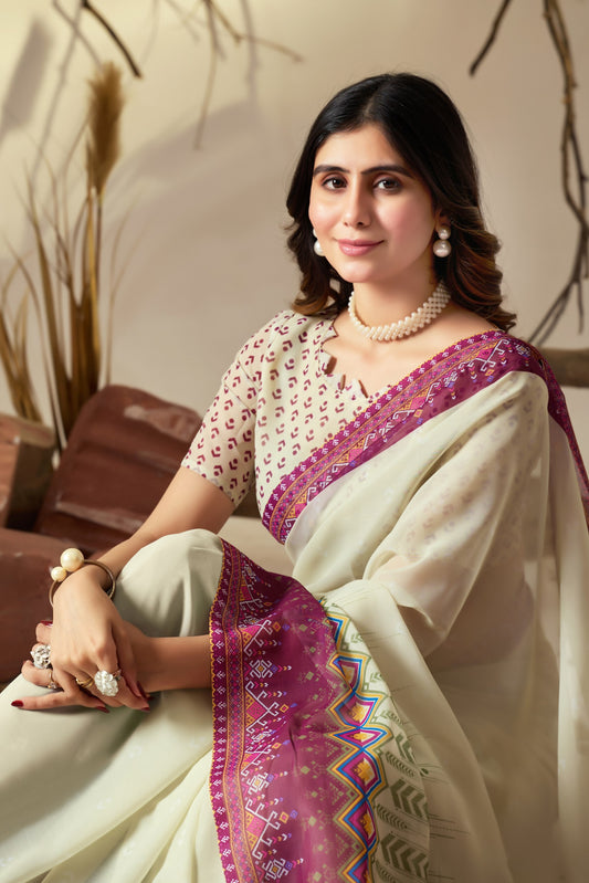 Soft Georgette Geometric Print Saree